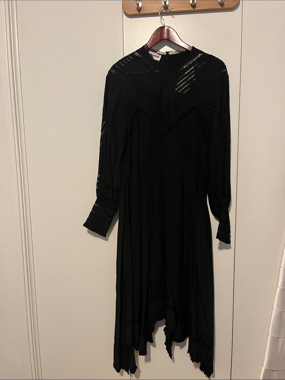Zadig & Voltaire Black Long-Sleeve Midi Dress with Sheer Paneling
